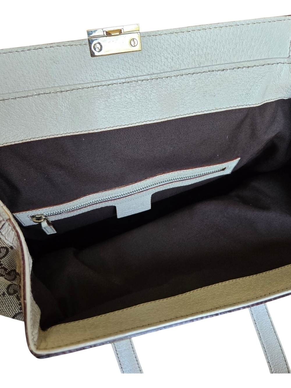 Gucci White/Beige GG Supreme Canvas Top Handle Bag with Web Stripe - Picture 5 of 11